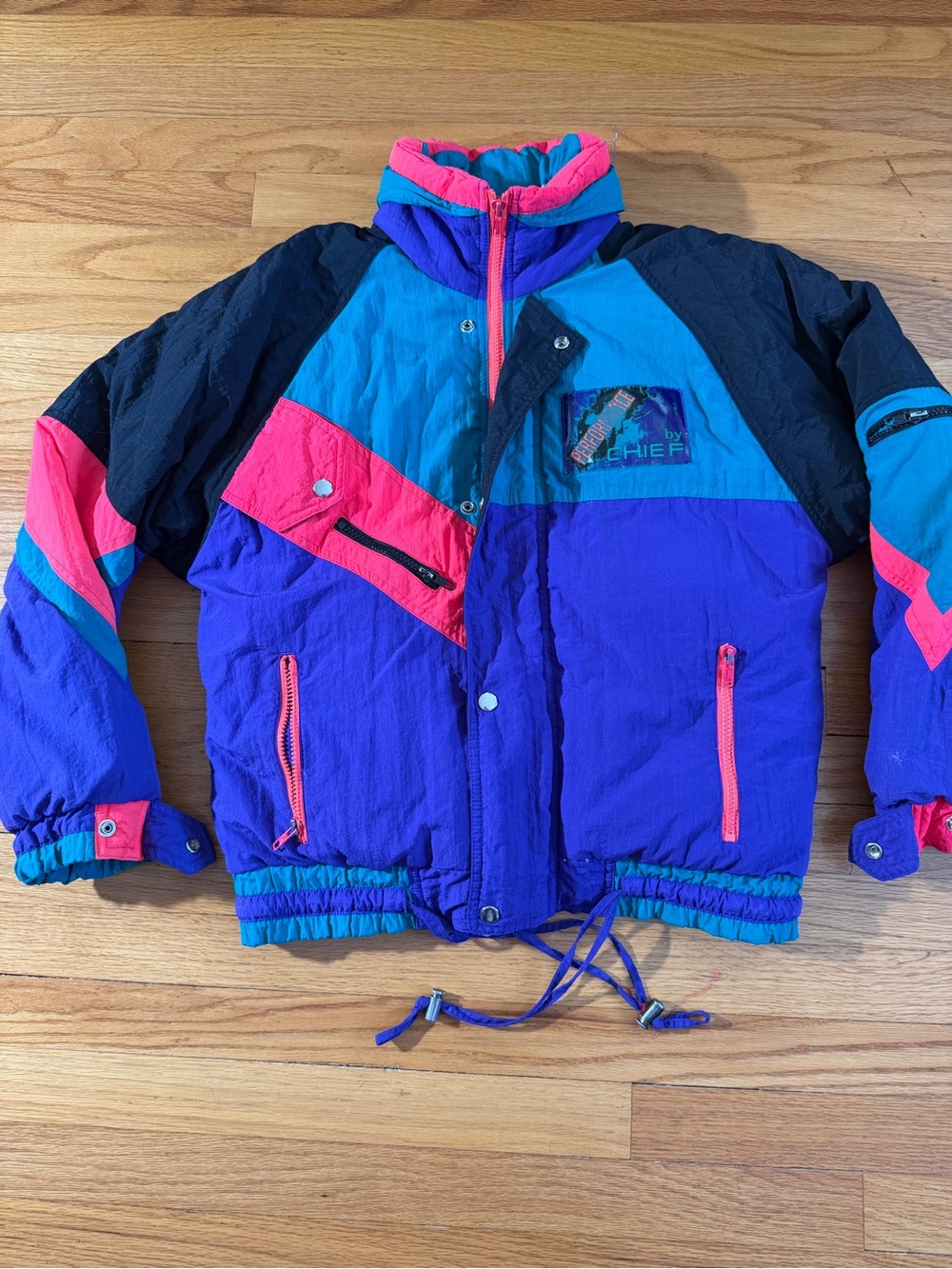 Performance by Chief Vintage Ski Colorblock Puffer Jacket in Purple & Teal